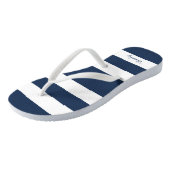 Modern Navy Blue Stripes Naam Teenslippers (Schuin)
