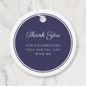 Modern Navy Blue Thank You Boy First Communion Bedankjes Labels (Achterkant)