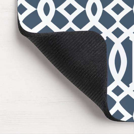 Modern Navy Blue Trellis Pattern Muismat (Hoek)