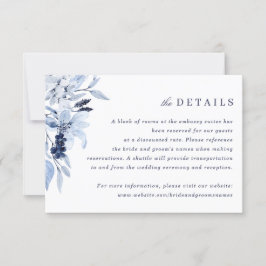 Modern Navy Blue Waterverf Bloemen invoegen Detail Kaart