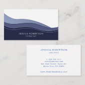 Modern Navy Blue Waves Visitekaartje (Voorkant / Achterkant)
