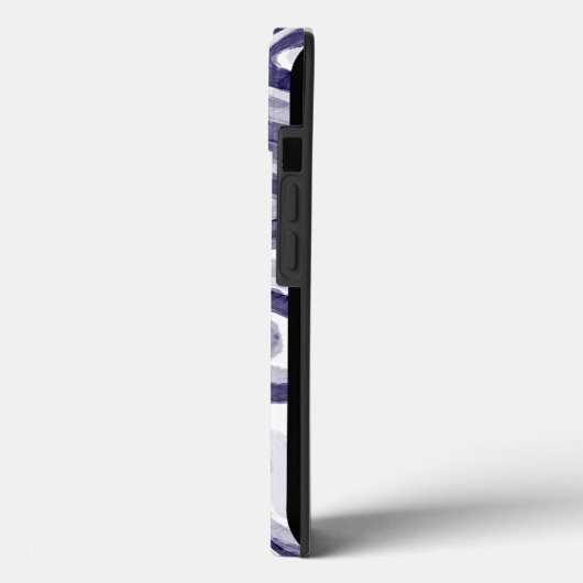 Modern Navy Blue Wavy iPhone Case (Achterkant / Links)