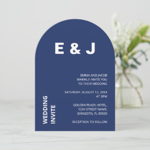 Modern Navy Blue Wedding Invitation Kaart