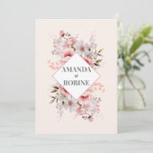 Modern Navy Blue Wedding Invitation Kaart (Staand voorkant)