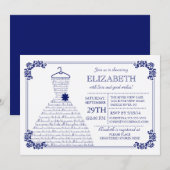 Modern Navy Blue Wedding Vrijgezellenfeest Kaart (Voorkant / Achterkant)