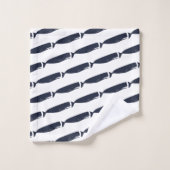 Modern Navy Blue Whales Bad Handdoek (Wasdoekje)