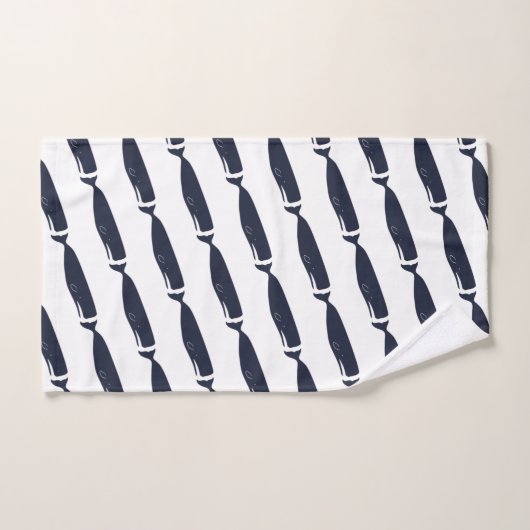 Modern Navy Blue Whales Bad Handdoek (Handdoek)