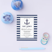 Modern Navy Blue White Boy baby shower-uitnodiging Flyer (Enkel)