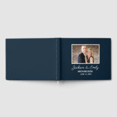 Modern Navy Blue White Photo Front Weddenschap Gastenboek (Volledig)