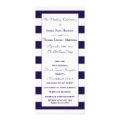 Modern Navy Blue & White Stripe Trouwprogramma Reclamekaart (Voorkant)