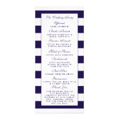 Modern Navy Blue & White Stripe Trouwprogramma Reclamekaart (Achterkant)