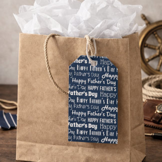 Modern Navy Blue White Typography Father’s Day Cadeaulabel