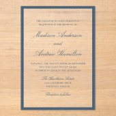 Modern Navy Border Wedding Acryl Uitnodigingen (Voorkant)