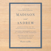 Modern Navy Border Wedding Acryl Uitnodigingen (Voorkant)