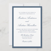 Modern Navy Border Wedding Kaart (Voorkant)