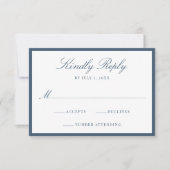 Modern Navy Border Wedding RSVP Kaartje (Voorkant)
