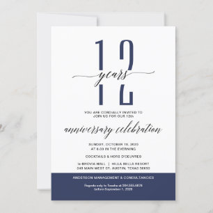 Modern Navy Business Jubileum Party Celebration Kaart