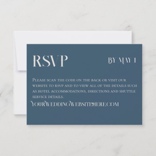 Modern Navy Classic Wedding RSVP with QR Code (Devant)