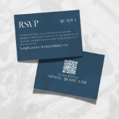 Modern Navy Classic Wedding RSVP with QR Code