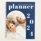 Modern Navy Custom Family Photo 2023 Calendar Planner (Voorkant)