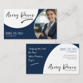 Modern Navy Elegant Minimalistisch Ontwerp Vastgoe Visitekaartje (Voorkant / Achterkant)