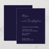 Modern Navy Elegant Script Wedding Invitation (Voorkant / Achterkant)