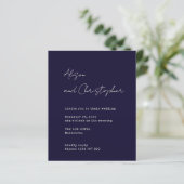 Modern Navy Elegant Script Wedding Invitation (Staand voorkant)