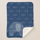 Modern Navy Elephant Personalized Name Boy Sherpa Deken (Voorkant)