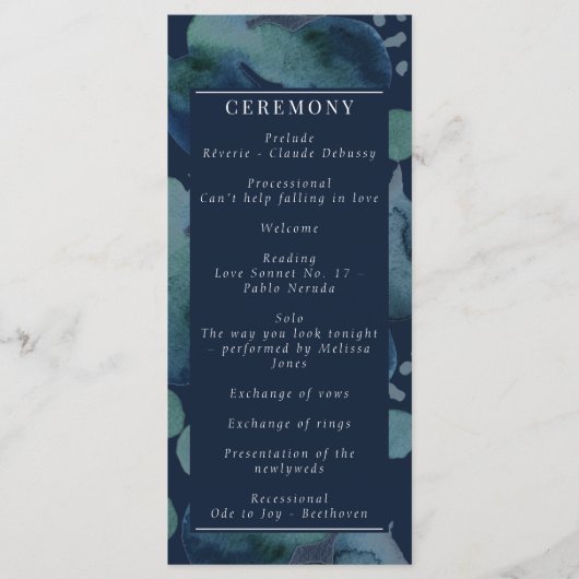 Modern Navy Emerald Abstracte Waterverf Programma (Voorkant)