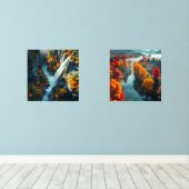 Modern Navy & Gold Abstract Mountain Peak – Luxury Muurkunst Sets (Houten vloer)