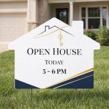 Modern Navy Gold Real Estate Open House