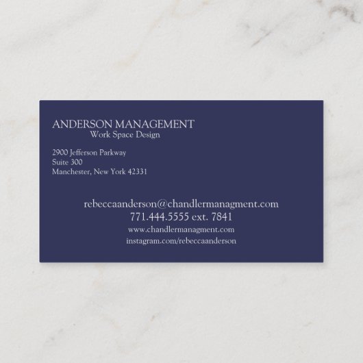 Modern Navy, Goud en Grijs Monogram Visitekaartje (Achterkant)