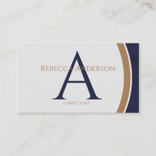 Modern Navy, Goud en Grijs Monogram Visitekaartje