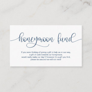 Modern Navy Hand Lettered design, Honeymoon Wish Informatiekaartje