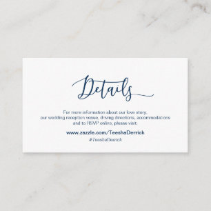 Modern Navy minimalisme lettertype, Onze bruiloft Informatiekaartje