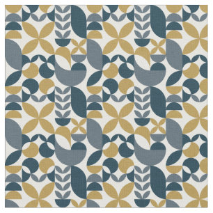 Modern Navy Mosterd Abstract geometrisch patroon Stof