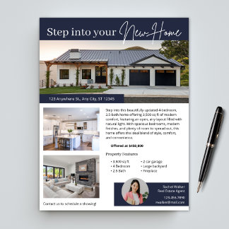 Modern Navy Nieuwe Huis Vastgoed Flyer