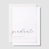 Modern Navy Script Custom Afstuderen Overlay Vellum Uitnodigingen (Offset)