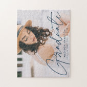 Modern Navy Script Photo Afstuderen Legpuzzel (Verticaal)