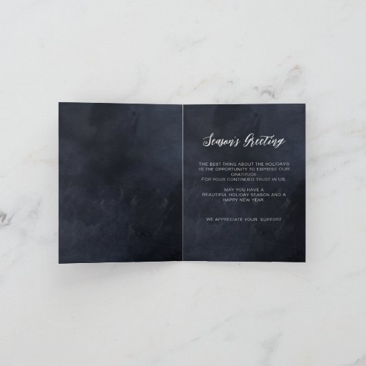 Modern Navy Silver Snowflakes Business Feestdagen Kaart (Binnen)