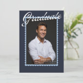 Modern Navy Stamp Graduation Announcement Kaart (Staand voorkant)