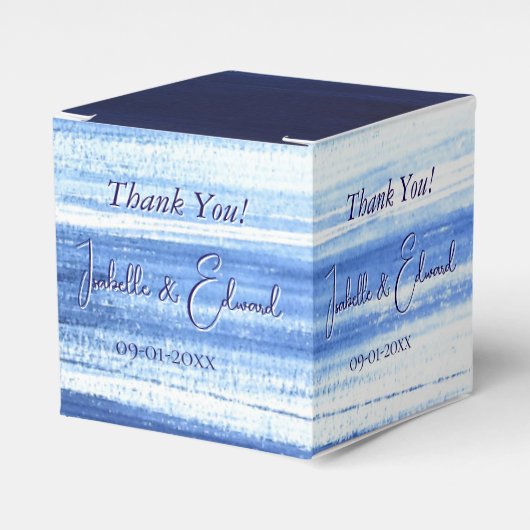 Modern Navy Waterverf Brush Strokes Pattern Bedankdoosjes (Voorkant Zijde)