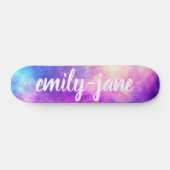 Modern nebula watercolor bright space monogram skateboard (Horizontaal)