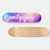 Modern nebula watercolor bright space monogram skateboard (Horizontaal)