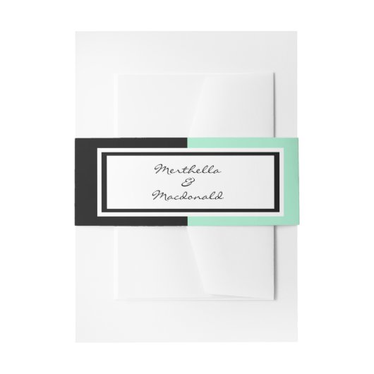 Modern Neo Mint Black WEDDING Uitnodigingen Wikkel (Voorkant Voorbeeld)