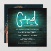 Modern Neon 2023 Photo Graduation Party Invitation (Devant / Derrière)