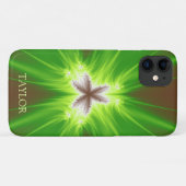 Modern Neon Green Brown Fractal met naam Case-Mate iPhone Case (Achterkant (horizontaal))