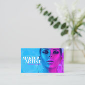 Modern Neon Makeup Artist Visitekaartje (Staand voorkant)
