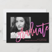 Modern Neon Ombre Typography Pink Photo Afstuderen Kaart (Voorkant)