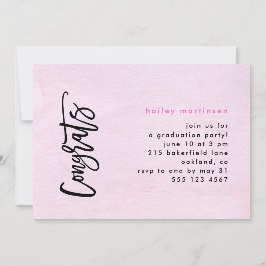 Modern Neon Ombre Typography Pink Photo Afstuderen Kaart (Achterkant)